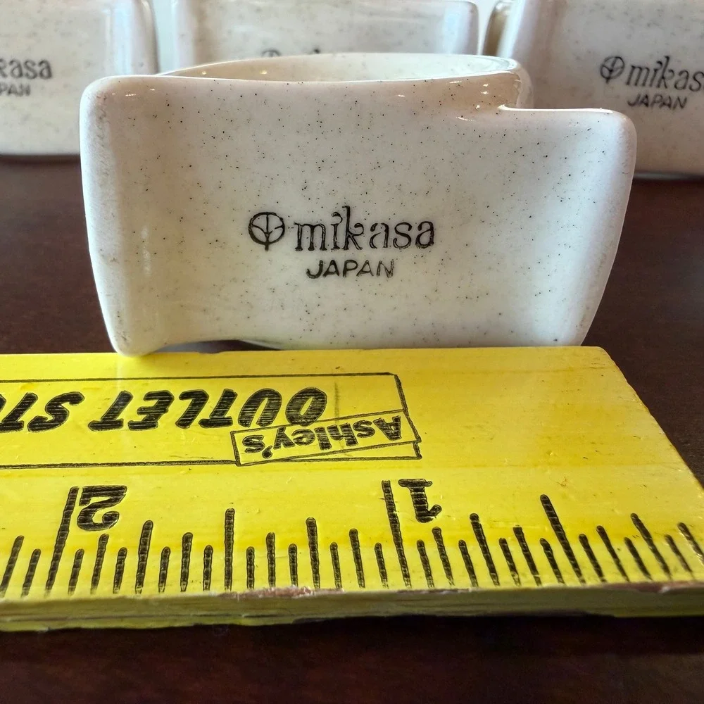 Vintage Mikasa Ceramic Napkin Rings Set of 4 Speckled Floral Peach Blossom